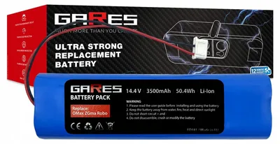 Obrázek produktu pro Gares Náhradní baterie pro Overmax Aspiri Zeegma Zonder Robo | 14,4V 3,5 Ah Li-Ion | Vysokovýkonná baterie pro robotický vysavač | Kompatibilní s Overmax Aspiri Zeegma Zonder Robo | Prémiová kvalita
