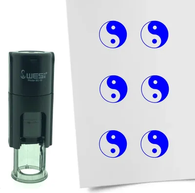 Immagine prodotto di Timbro CombiCraft Yin Yang rotondo da 10 mm - inchiostro blu