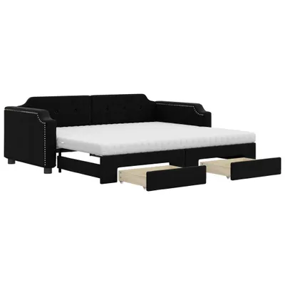 Immagine prodotto di vidaXL Divano letto estraibile con cassetti Nero 90x190 cm Tessuto