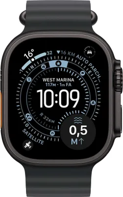 A close-up of a smartwatch face displaying various information.