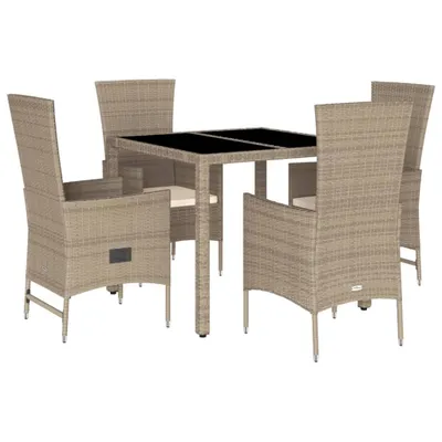 Produktbild von vidaXL 5-tlg. Garten-Essgruppe mit Kissen Beige Poly Rattan