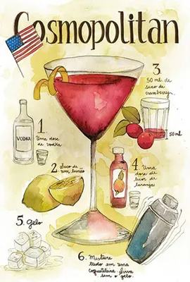 Produktbild von vianmo Holzschild 30x20 cm Cosmopolitan Cocktail Recipe