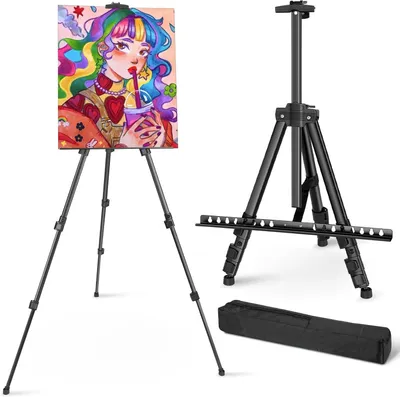 Produktbild von Staffelei zum Malen, Verstellbares Stativ Staffelei Leinwand Ständer, Einstellbarer Tisch-/Bodenstaffelei von 53 bis 168 cm für Künstler und Studenten