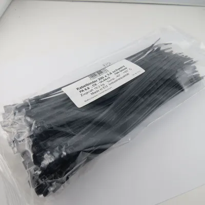 Obrázek produktu pro *NOVINKA* Sada 100 kabelových spon v průmyslové kvalitě, černé, 200 mm x 3,6 mm