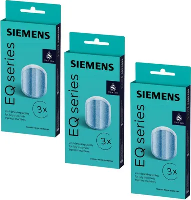 Produktbild von SIEMENS TZ80002 9 Stück Entkalkungstabletten für alle EQ + surpresso Kaffeevollautomaten TZ80002A, Effektive Entkalkung für Kaffeemaschinen. Wartungsset für optimale Leistung