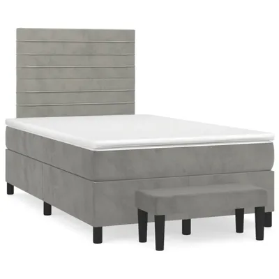 Produktbild von vidaXL Boxspringbett mit Matratze Hellgrau 120x200 cm Samt