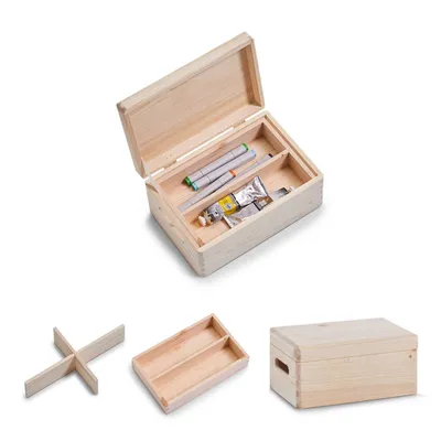 Image de Organisateur de rangement pour petits objets, en bois avec compartiments, 9l, ZELLER