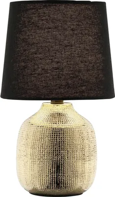 Produktbild von Tischlampe - Goldgelb - Schwarz - Stoffschirm - Keramik - H 28,5 cm