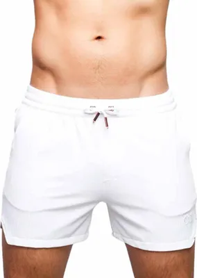 Produktbild von Weiße Badeshorts Größe S, schnell trocknend, mit strukturiertem Stoff