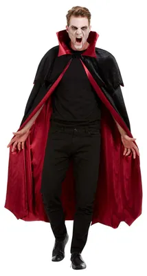 Produktbild von Vampir Cape aus Velours in Schwarz - Rot als Kostümzubehör für Halloween, KI-generiertes Bild
