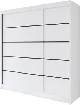 Produktbild von Easy4You R7 200 cm Weiß Schiebetüren Kleiderschrank 200x215x58 cm Schlafzimmermöbel, Aufbewahrung - Mehrzweckschrank - Farbe: Weiß
