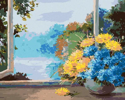 Produktbild von Zuty - Malen nach Zahlen - FRÜHLINGSBLUMENSTRAUSS AM FENSTER, 40x50 cm, mit Keilrahmen (bereits gespannt)