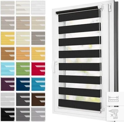 Imagen del producto de Persianas enrollables dobles - Estores plisados para ventanas - Cubiertas para ventanas - Montaje sin taladrar - 80 x 150 cm -