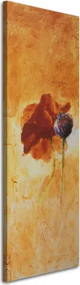 Produktbild von Leinwandbild mohnblume als handgemälde 50x150 cm Feeby orange wandbild bereit zum aufhängen