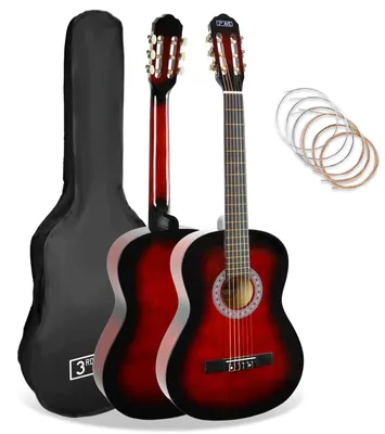 Zdjęcie produktu dla Gitara klasyczna 4/4 zestaw dla początkujących - Struny nylonowe - Czarna - Ręcznie wykonana