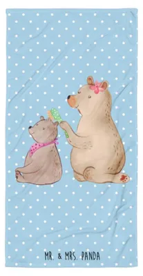 Produktbild von Mr. & Mrs. Panda Duschtuch Bär Kind - Blau Pastell - Geschenk, Beste Mama, Muttertag, Strandtuch, Baumwollhandtuch, Handtuch, Badehandtuch, Großes, Familie