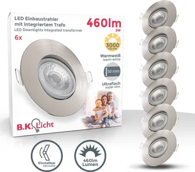 Product packaging for LED downlights, showing a family in a home setting.