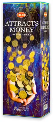 Produktbild von HEM 120 Räucherstäbchen [ ATTRACTS MONEY ] handgerollte Räucherstäbchen aus Indien