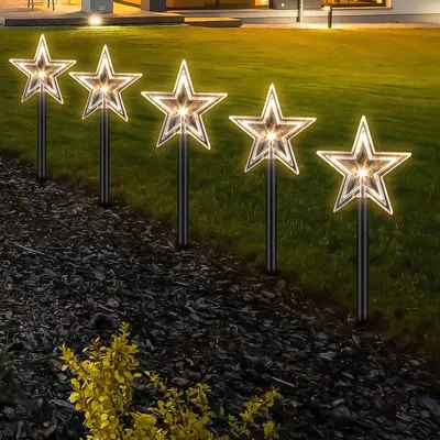 Produktbild von Jopassy LED Leuchtstäbe Sterne 5er Set Sterne Weihnachtsbeleuchtung Weihnachtsbaum LED Leuchtstäbe Sterne Lichterketten