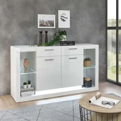 Produktbild von Sideboard Meran - Weiß Hochglanz mit LED-Beleuchtung