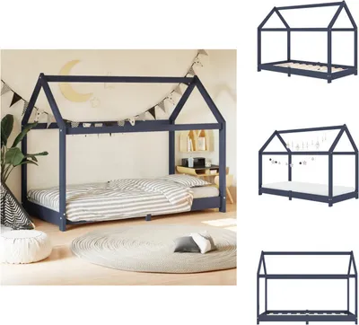 Produktbild von vidaXL Kinder-Bettgestell Grau Massivholz Kiefer 70 x 140 cm -  Baby- & Kleinkinderbetten