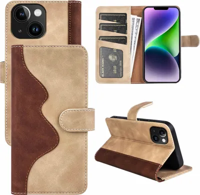 Image de Étui de protection en simili cuir marron pour Apple iPhone 15