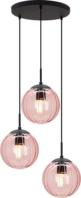 Produktbild von Olucia - RIFKA - Pendelleuchte - Rosa / Schwarz - 3 Lampen