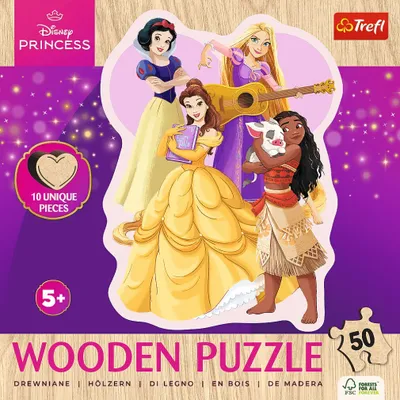 Zdjęcie produktu dla Trefl Puzzle drewniane Disney 50 el. Urocze Księżniczki, 50 szt., Kreskówki, 5 lat(a)