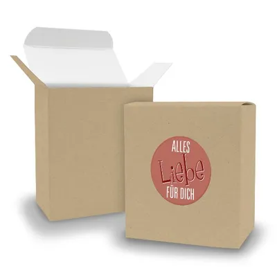 Produktbild von SET Alles Liebe für Dich (Motiv18) 24xFaltschachtel Quader BRAUN + Sticker