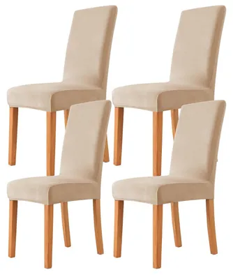 Produktbild von Set mit 2, 4 oder 6 Stuhlhussen, waschbare Stretch-Stuhlhussen aus Samt für Esszimmer, universelle Stuhlhussen für Hotels, Zeremonien, Bankette, Hochzeiten und Partydekorationen.