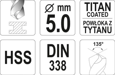 Immagine prodotto di Punta per metallo Hss-tin 5 mm