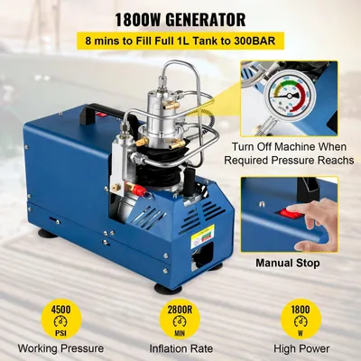Productafbeelding van Luchtcompressorpomp - Luchtdruk - 1800W - 4500PSI - 30MPA - 300BAR - 220V - Compressor - Draagbare Compressor