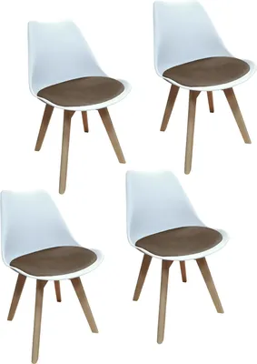 Produktbild von 4er Set Design-Stühle mit Sitzpolster Esszimmerstühle im skandinavischen Stil