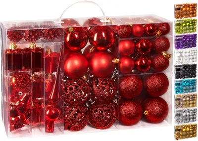 Image de Ensemble de 101 décorations de Noël pour le sapin, avec finition brillante et mate