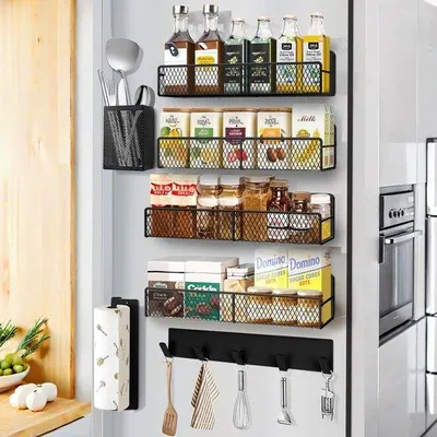 Produktbild von Magnetische Kräuterkraft für den Kühlschrank, 7 Stück, schwarz
