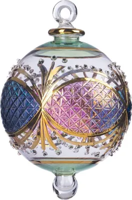 Produktbild von Goodwill Weihnachtskugel aus mundgeblasenem Glas, blau-rosa, D 12 cm