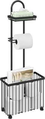 Stand-Toiletpapierhalter mit Ablage, 6 Rollen, schwarz