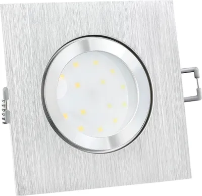 Produktbild von QW-2 LED Decken Einbauleuchte flach 230V eckig Alu gebürstet IP44 inkl. fourSTEP Dim dimmbar ohne Dimmer mit 4W neutralweiß