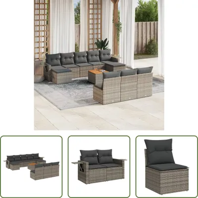 Produktbild von The Living Store 11-tlg. Garten-Sofagarnitur mit Kissen Grau Poly Rattan
