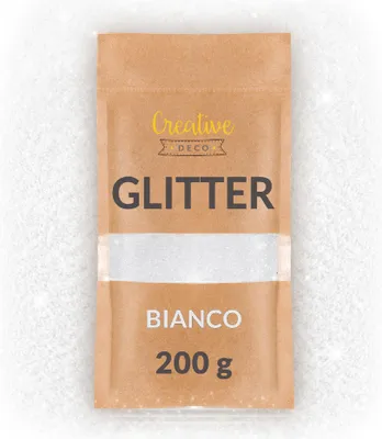Immagine prodotto di Creative Deco 200g Bianco Polvere Brillantini per Decorazioni, Polvere Glitter per Lavoretti | Sottile 0.2mm | Additivo Olografico per Smalto