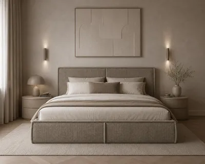 Produktbild von MOEBLO Polsterbett Bett 04 – Doppelbett mit Cord-Bezug, gepolstertem Kopfteil, Bettkasten und Federmechanismus - 140x200 cm - Cappuccino (Poso 03)
