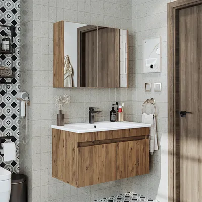 Produktbild von Roomart ATRIA-85 Badmöbel-Set 3-teilig 85 cm breit, Eiche
