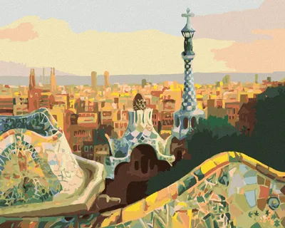 Produktbild von Zuty - Malen nach Zahlen - BLICK AUF BARCELONA VOM PARK GÜELL, 40x50 cm, ohne Keilrahmen