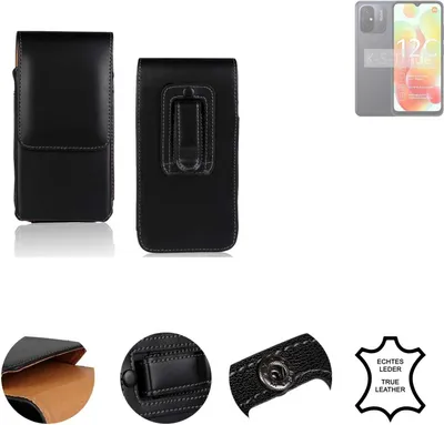 Produktbild von K-S-Trade Holster Gürteltasche Handy Hülle Schutzhülle kompatibel mit Xiaomi Redmi 12C Handyhülle Leder schwarz, 1x