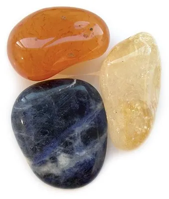 3 Mineralien-Set: Sodalith, Citrin, Karneol (2–3 cm, Qualität A)