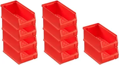 Produktbild von SparSet 10x Rote Sichtlagerbox 2.0 | HxBxT 7,5x10x17,5cm | 0,8 Liter | Sichtlagerbehälter, Sichtlagerkasten, Sichtlagerkastensortiment, Sortierbehälter
