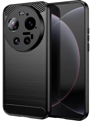 Immagine prodotto di Custodia per Xiaomi 17 Ultra, custodia protettiva antiurto in silicone TPU fibra di carbonio, nera