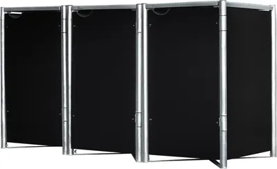 Produktbild von HIDE Metall Mülltonnenbox, Mülltonnenverkleidung für 240 l Mülltonnen schwarz 3er Box