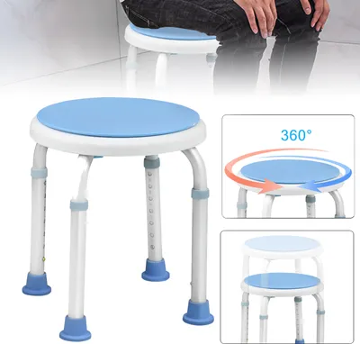 Produktbild von TWOLIIN Duschhocker Badhocker Höhenverstellbar 360°Drehbarer 136kg - Duschstuhl Duschhilfe Duschsitz Badsitz (Duschhocker Höhenverstellbar 360°drehbarer - 2)