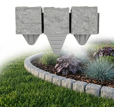 Gazonrand 2,4 m Granit-Optik grau 10x10x10 cm Kunststoff